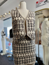 Load image into Gallery viewer, Anastasia 2 Piece Vest Skirt Set Ivory Pewter Beads Detail