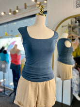 Load image into Gallery viewer, Hailey Fog, Olive, Slate Blue, Black Square Neck Wide Sholder Sleeveless Top