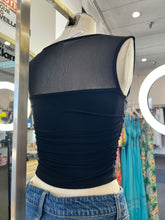 Load image into Gallery viewer, Charlotte Black Side Ruched Sheer Top