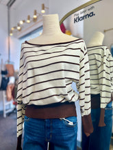 Load image into Gallery viewer, Leanne Off Shoulder Long Sleeve Striped Sweater Knit Top