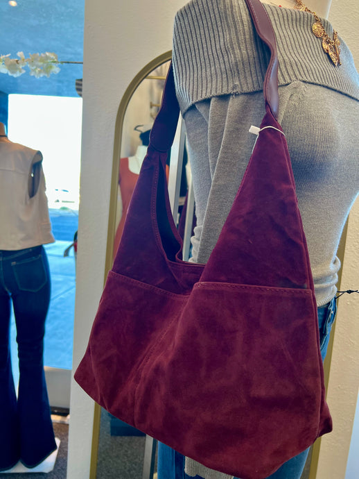 Samantha Wine or Brown Suede Shoulder bag