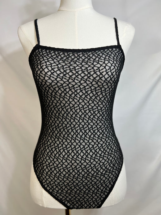 Kendra Black Lace Spaghetti Strap Bodysuit