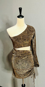 Gianna Gold Shimmer Cut Out Stretchy Dress
