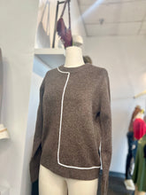 Load image into Gallery viewer, Vanessa Expresso and Oatmeal Round Neck wool blend /acrylic long sleeve sweater