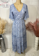 Load image into Gallery viewer, Alyson Lavender or Blue V Neck Flowy Maxi Dress