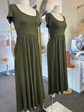 Load image into Gallery viewer, Noelia Olive or Black Double Layer Deep Round Neck Short Sleeve Wide Leg Jumper