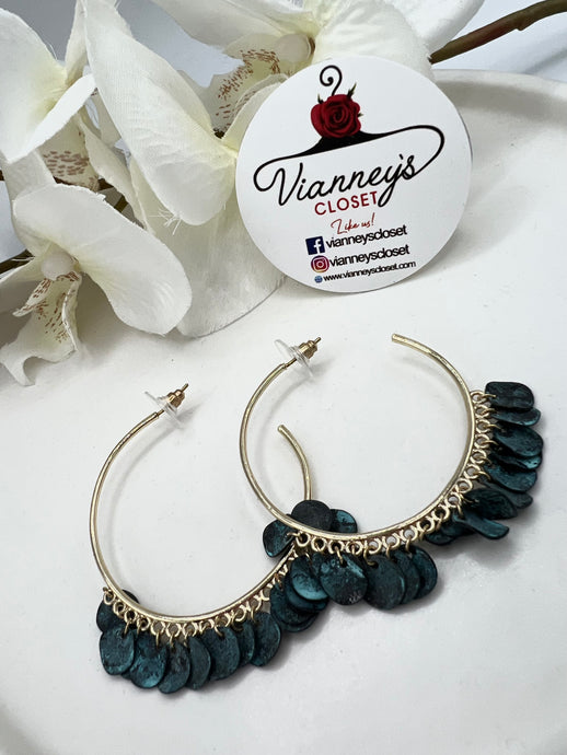 Esmeralda Gold Hoop Post Back Earrings
