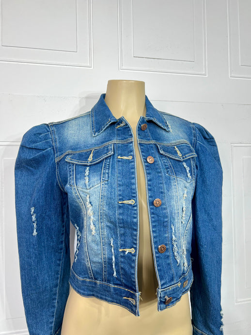 Elaine Semi-Distressed Denim Jacket