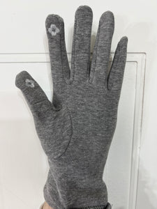 Alisa Beige and Gray Suede Gloves