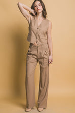 Load image into Gallery viewer, Alice Clay, Khaki or Taupe Linen Wide Leg Pants