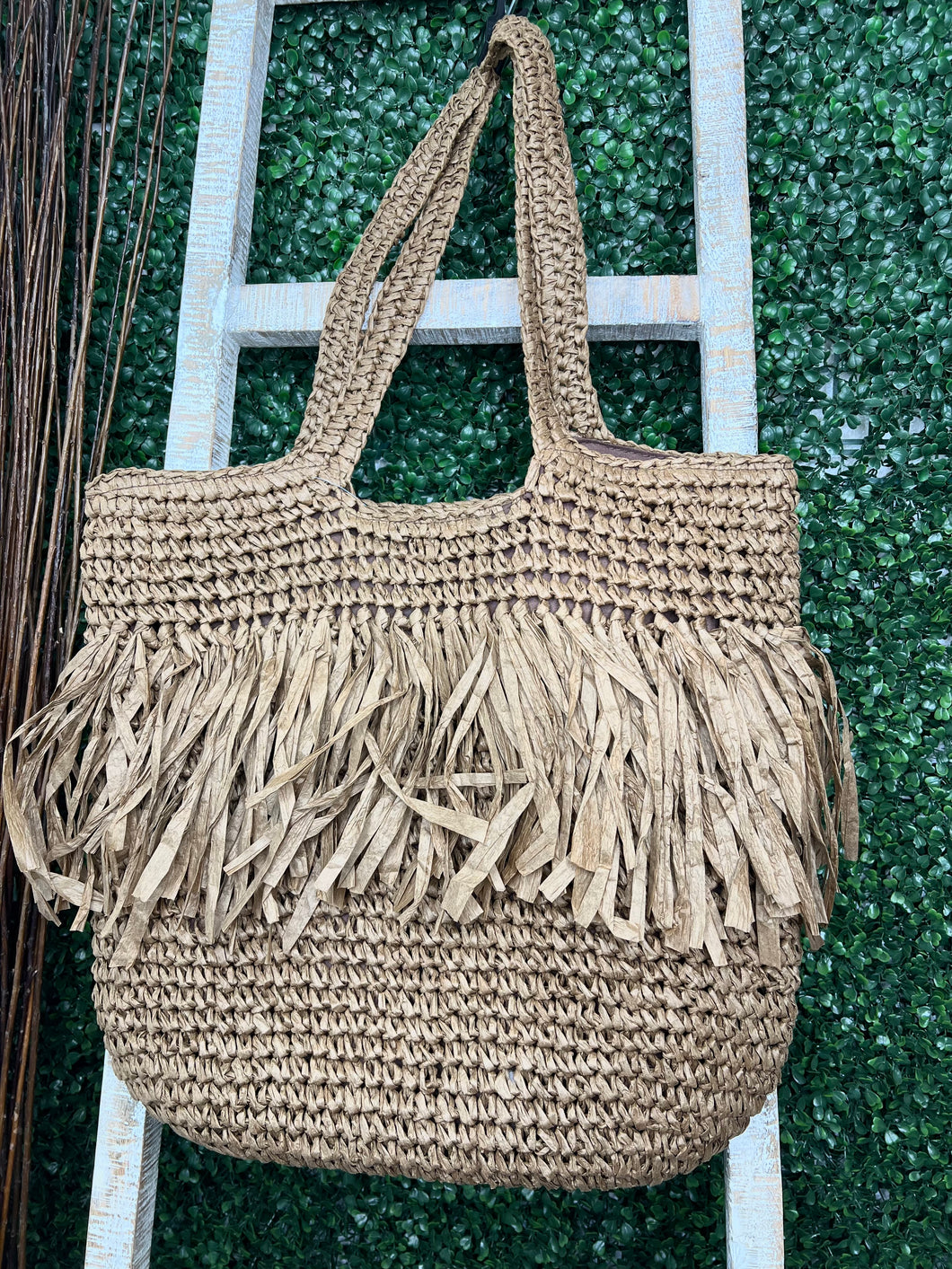 Alexa Tan or Brown Straw Weaved Tote Bag