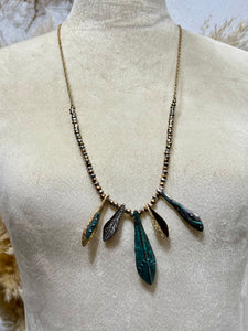 Emma Bronze and Silver Feather Design Necklace