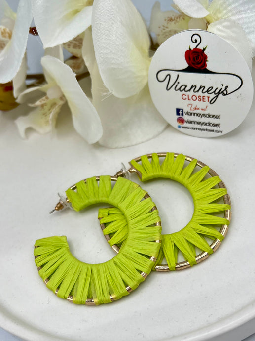 London Neon/Yellow Medium Sized Hoops Post Back Earrings