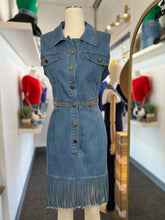 Load image into Gallery viewer, Jessie Medium Blue Sleeveless Tassel Denim Dress