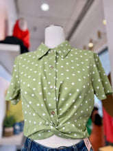Load image into Gallery viewer, Pauly Sage or Navy Polka Dots Front Twist Top
