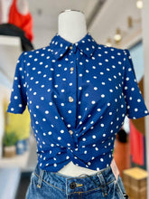 Load image into Gallery viewer, Pauly Sage or Navy Polka Dots Front Twist Top