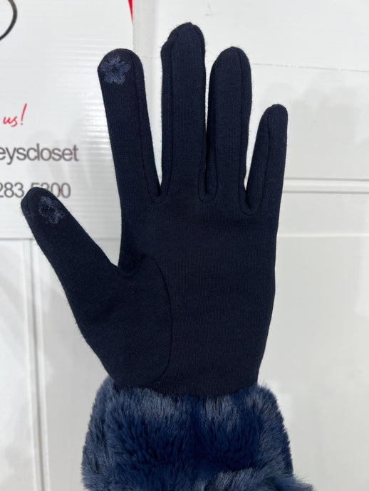 Grace Navy Blue Thickened Warm Gloves