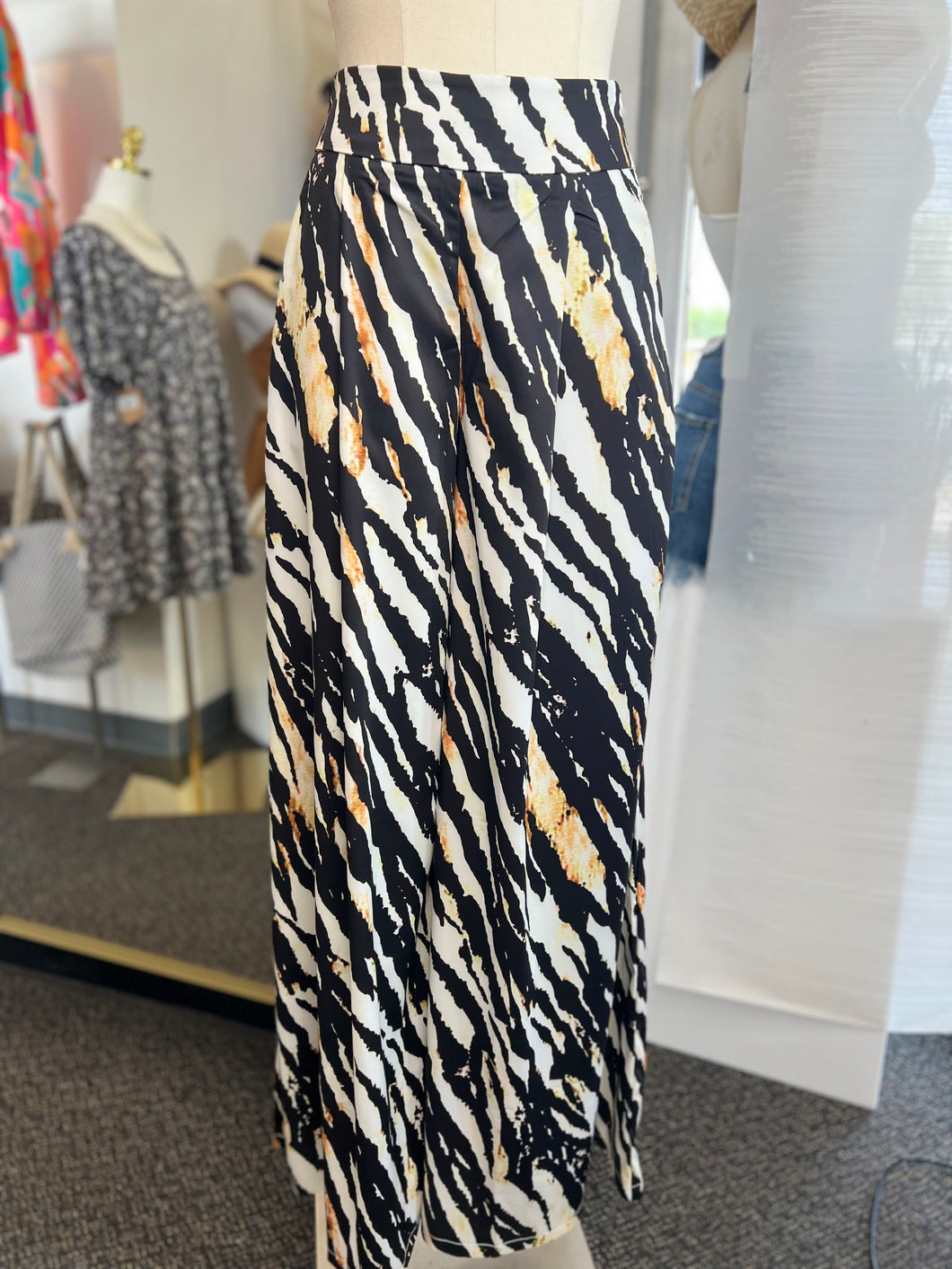 Wild For Zebra Print Flowy Pants