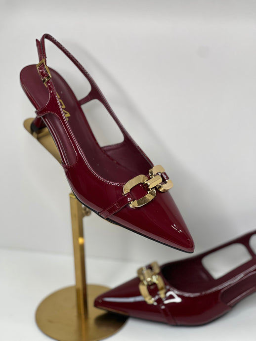 Lauren Burgundy Sling Back Buckle Heel