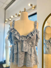 Load image into Gallery viewer, Romina Ivory Or Sky Blue Lace Ruffle Detail Top