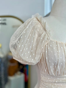 Sofia Cream Sleeve Mesh Dot Bodysuit