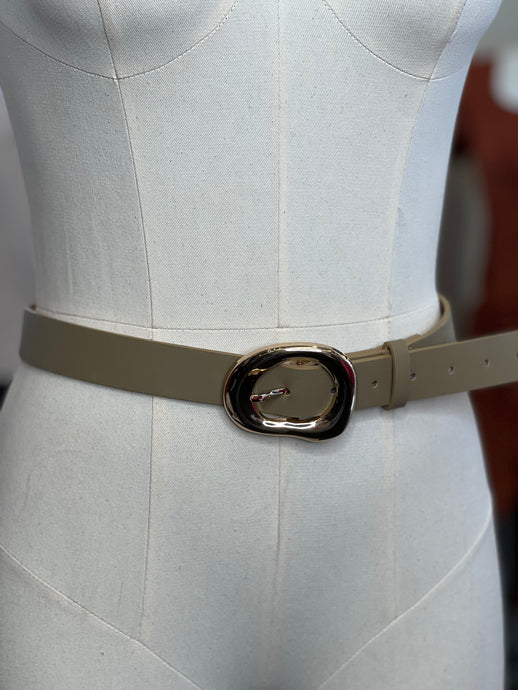 Zoe Olive/Gold Leather Belt