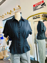 Load image into Gallery viewer, Chelsey Navy Blue Polka Dot Buttoned Short Sleeve Blouse