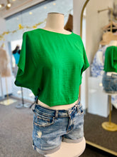Load image into Gallery viewer, Helen Kelly Green Elastic Back Waist Crop Top
