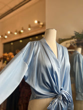 Load image into Gallery viewer, Oyuki Sky Blue or Black Satin Blouse