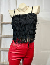 Load image into Gallery viewer, Brenda Black All Fringe Covered Spaghetti Strap Top