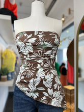 Load image into Gallery viewer, Trish Brown Tropical Strapless Top