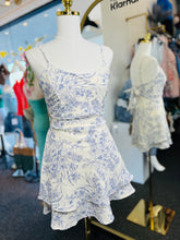 Load image into Gallery viewer, Posey Ivory and Blue Floral Smocked Short Dress