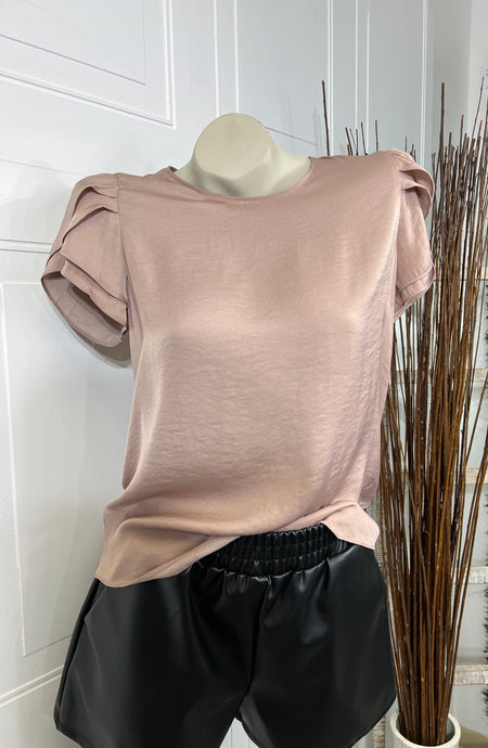 Mavin Mauve or Blush Pink Double Layered Tulip Sleeve Blouse