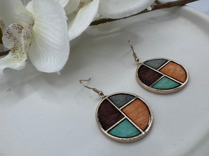 Vivian Brown, Gray, Turquoise, Orange and Gold Earrings