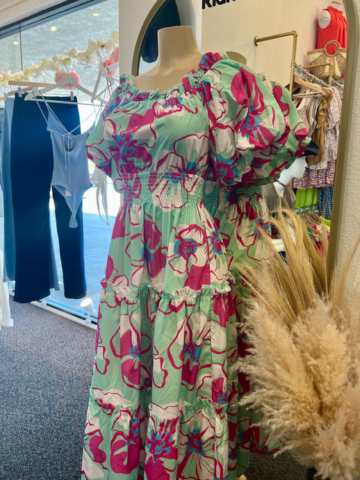 Florence Floral print Maxi Dress with Lining