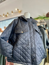 Load image into Gallery viewer, Abigail Black Plus Size Button Up Quilted Jacket