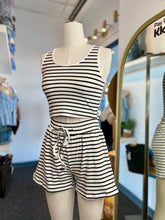 Load image into Gallery viewer, Miranda Top and Short White and Black Striped Set