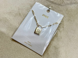 Farah Gold Tone Initial Lock Necklace