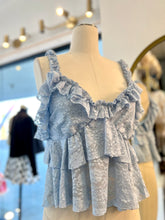 Load image into Gallery viewer, Romina Ivory Or Sky Blue Lace Ruffle Detail Top