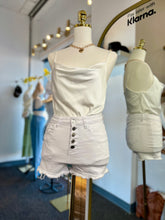 Load image into Gallery viewer, Jasmine White Denim Distressed Slim Fit Shorts
