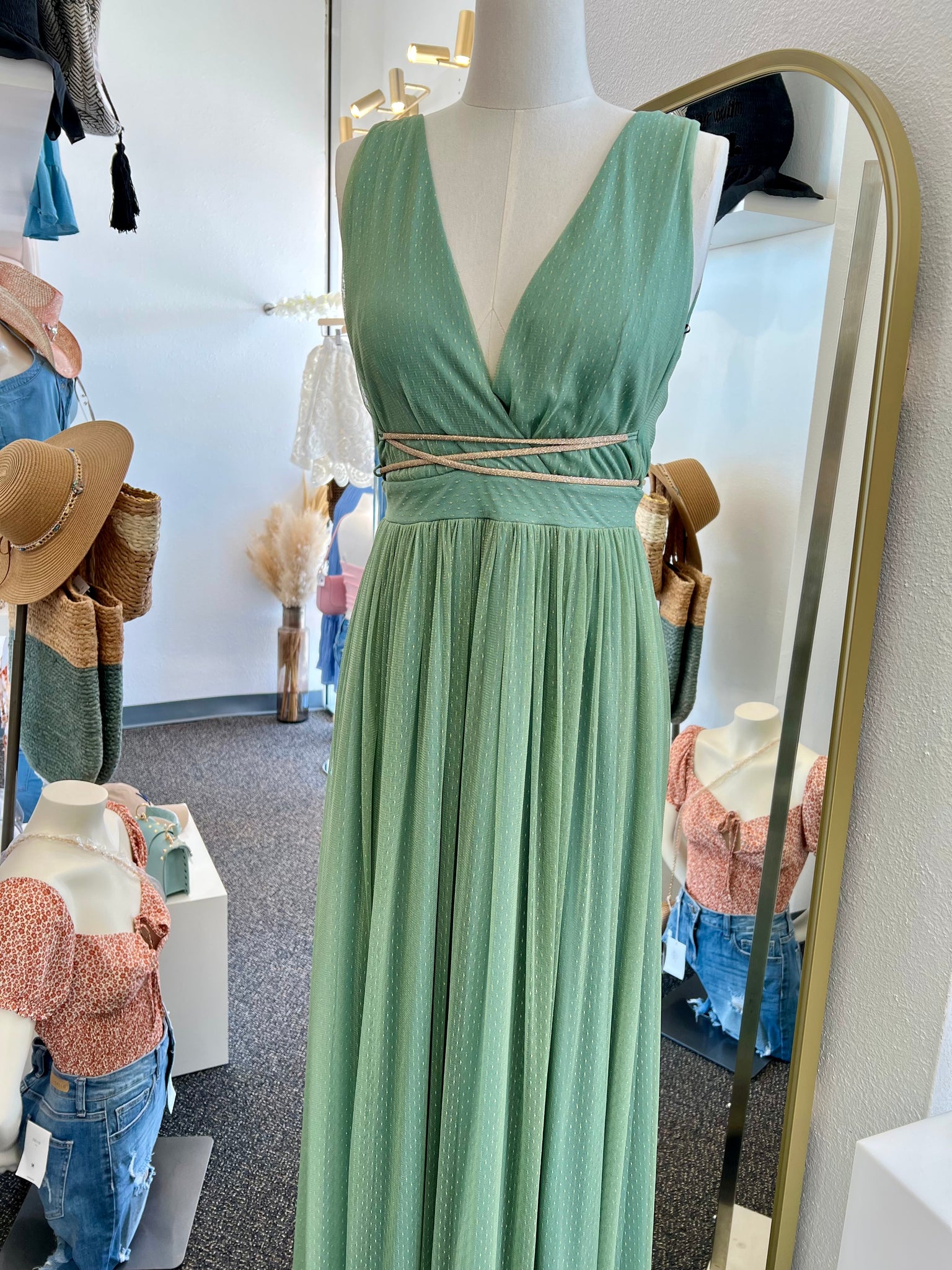 Miranda Mint Goddess Empire Waist V Neck Maxi Dress Miranda Mint Goddess Empire Waist V Neck Maxi Dress