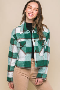 Yesenia Camel or Green Beverly Plaid Button Up Jacket