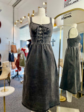 Load image into Gallery viewer, Camilla Corset Stitch Lace Up Stretchy Denim Midi Dress