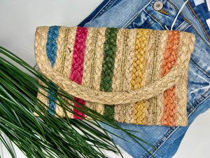 Alina Woven Snap Magnetic Closure Clutch