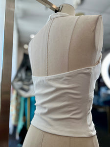 Ana White or Beige Elastic Halter O-Ring Top