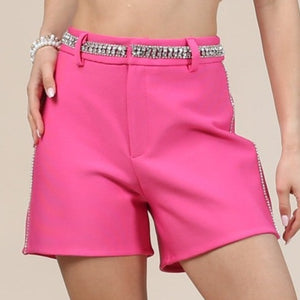 Eva Pink Rhinestone Detail Shorts