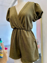 Load image into Gallery viewer, Grecia Olive Short Sleeve Romper