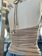 Load image into Gallery viewer, Jane Sides Ruched Halter Blouse in Orange, Mocha, Black, White and Pink