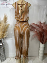 Load image into Gallery viewer, Mary Mocha Strips Sleeveless Jumpsuit