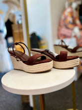 Load image into Gallery viewer, KATTIE Dark Brown Suede Platform Heels
